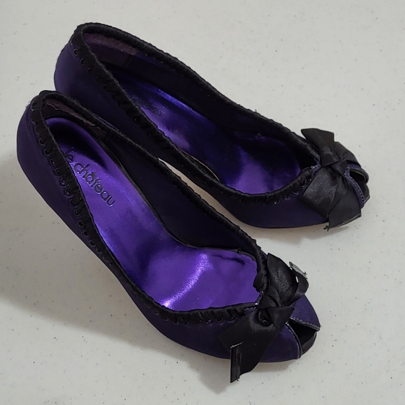 ‼️3/$20 Le Chateau Laced Up Bow Purple Heels - Picture 3 of 5